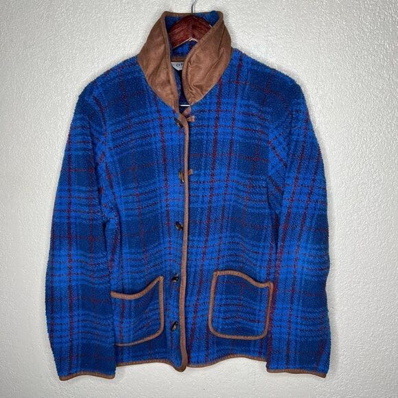 Orvis Sherpa Plaid Full Zip Jacket Womens Large - Picture 1 of 4